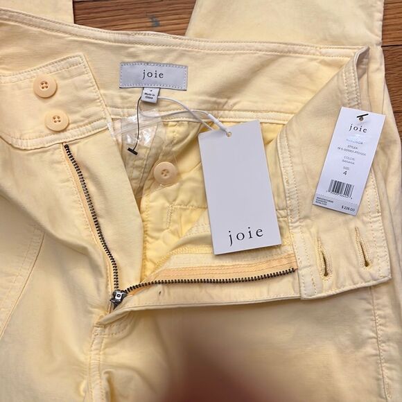 NWT Joie Mirenda Slim Crop Cargo Pants in pastel yellow Size 4 - Picture 6 of 9